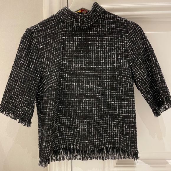 NWT Zara tweed mock neck shirt - Picture 2 of 7
